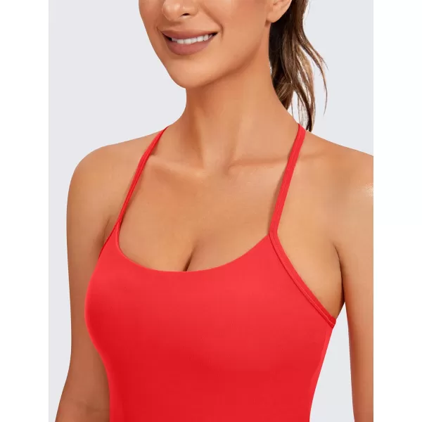 CRZ YOGA Butterluxe Womens Workout Racerback Tank Top with Built in Bra  Scoop Neck Spaghetti Strap Padded Slim CamisoleDeep Red