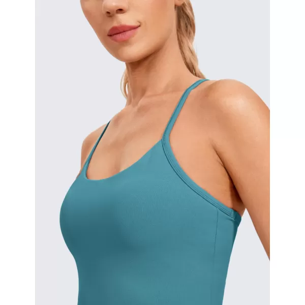 CRZ YOGA Butterluxe Womens Workout Racerback Tank Top with Built in Bra  Scoop Neck Spaghetti Strap Padded Slim CamisoleGreen Jade