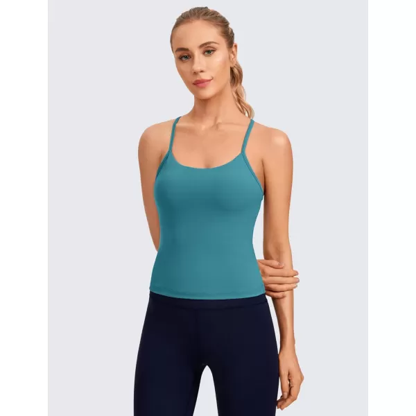 CRZ YOGA Butterluxe Womens Workout Racerback Tank Top with Built in Bra  Scoop Neck Spaghetti Strap Padded Slim CamisoleGreen Jade