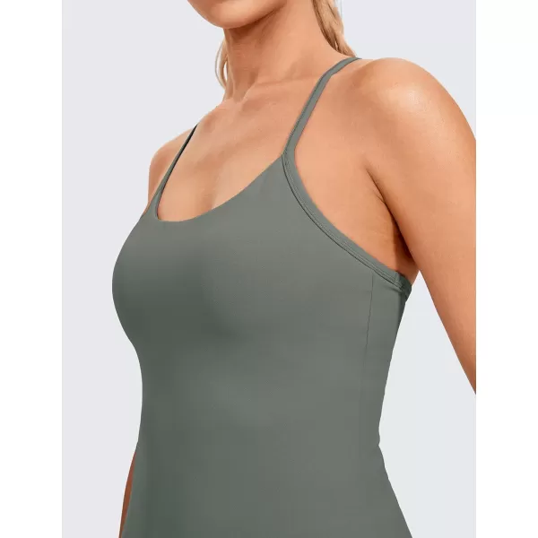 CRZ YOGA Butterluxe Womens Workout Racerback Tank Top with Built in Bra  Scoop Neck Spaghetti Strap Padded Slim CamisoleGrey Sage