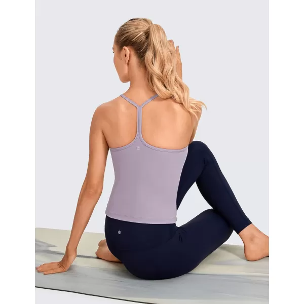 CRZ YOGA Butterluxe Womens Workout Racerback Tank Top with Built in Bra  Scoop Neck Spaghetti Strap Padded Slim CamisoleLavender Mist