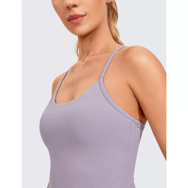 CRZ YOGA Butterluxe Womens Workout Racerback Tank Top with Built in Bra  Scoop Neck Spaghetti Strap Padded Slim CamisoleLavender Mist