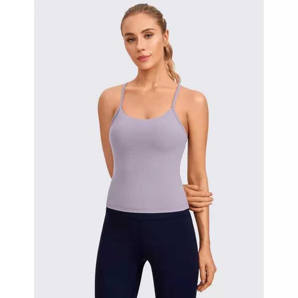 CRZ YOGA Butterluxe Womens Workout Racerback Tank Top with Built in Bra  Scoop Neck Spaghetti Strap Padded Slim CamisoleLavender Mist