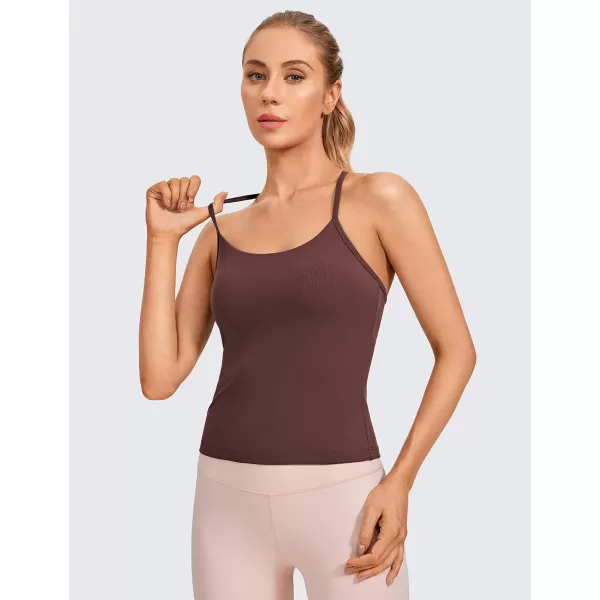 CRZ YOGA Butterluxe Womens Workout Racerback Tank Top with Built in Bra  Scoop Neck Spaghetti Strap Padded Slim CamisoleTaupe