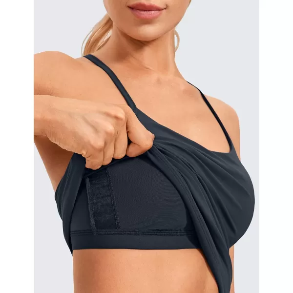 CRZ YOGA Butterluxe Womens Workout Racerback Tank Top with Built in Bra  Scoop Neck Spaghetti Strap Padded Slim CamisoleTrue Navy