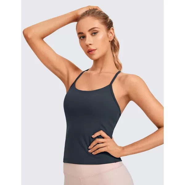 CRZ YOGA Butterluxe Womens Workout Racerback Tank Top with Built in Bra  Scoop Neck Spaghetti Strap Padded Slim CamisoleTrue Navy