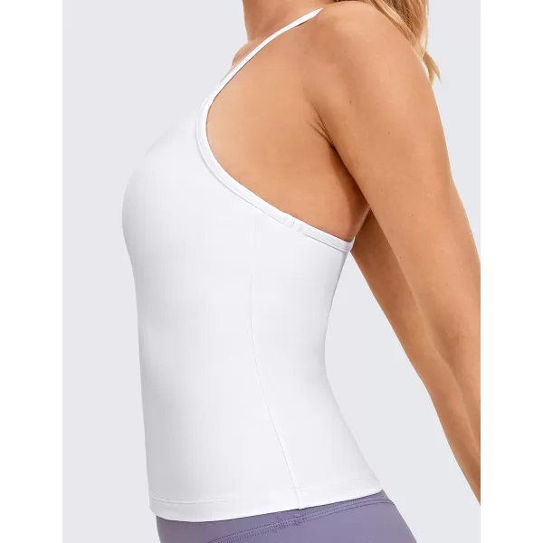 CRZ YOGA Butterluxe Womens Workout Racerback Tank Top with Built in Bra  Scoop Neck Spaghetti Strap Padded Slim CamisoleWhite