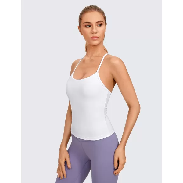 CRZ YOGA Butterluxe Womens Workout Racerback Tank Top with Built in Bra  Scoop Neck Spaghetti Strap Padded Slim CamisoleWhite