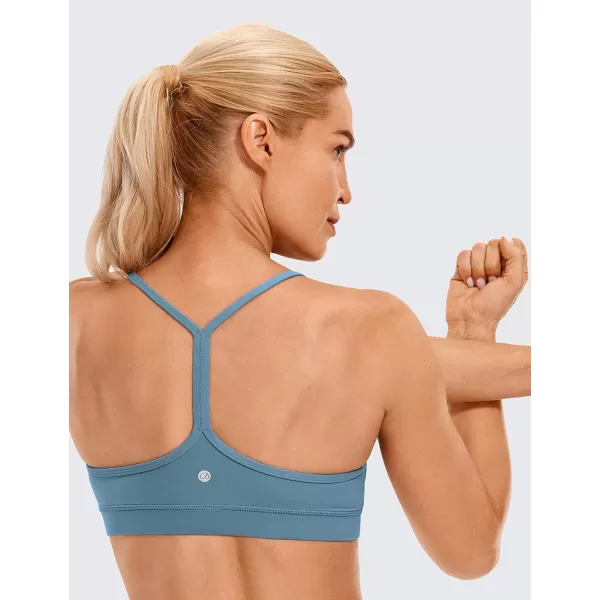 CRZ YOGA Butterluxe Womens Y Back Sports Bra  Padded Racerback Low Impact Spaghetti Thin Strap Workout Yoga BraBlue Ashes