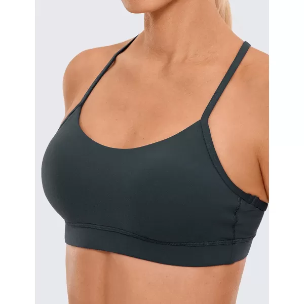 CRZ YOGA Butterluxe Womens Y Back Sports Bra  Padded Racerback Low Impact Spaghetti Thin Strap Workout Yoga BraDark Green