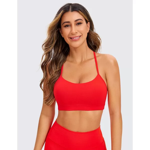 CRZ YOGA Butterluxe Womens Y Back Sports Bra  Padded Racerback Low Impact Spaghetti Thin Strap Workout Yoga BraDark Red  Orangish