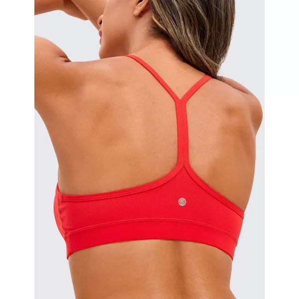 CRZ YOGA Butterluxe Womens Y Back Sports Bra  Padded Racerback Low Impact Spaghetti Thin Strap Workout Yoga BraDark Red  Orangish