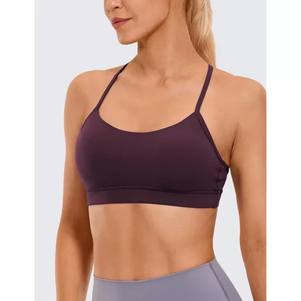 CRZ YOGA Butterluxe Womens Y Back Sports Bra  Padded Racerback Low Impact Spaghetti Thin Strap Workout Yoga BraDeep Purple