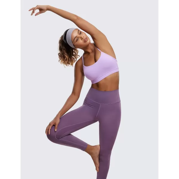 CRZ YOGA Butterluxe Womens Y Back Sports Bra  Padded Racerback Low Impact Spaghetti Thin Strap Workout Yoga BraElfin Purple