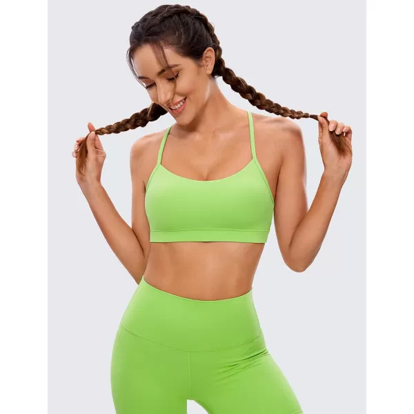 CRZ YOGA Butterluxe Womens Y Back Sports Bra  Padded Racerback Low Impact Spaghetti Thin Strap Workout Yoga BraGreen Glow