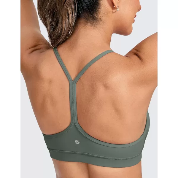 CRZ YOGA Butterluxe Womens Y Back Sports Bra  Padded Racerback Low Impact Spaghetti Thin Strap Workout Yoga BraGrey Sage