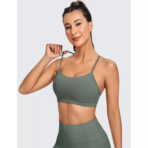 CRZ YOGA Butterluxe Womens Y Back Sports Bra  Padded Racerback Low Impact Spaghetti Thin Strap Workout Yoga BraGrey Sage