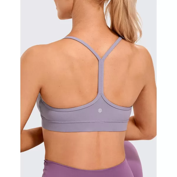 CRZ YOGA Butterluxe Womens Y Back Sports Bra  Padded Racerback Low Impact Spaghetti Thin Strap Workout Yoga BraLavender Mist