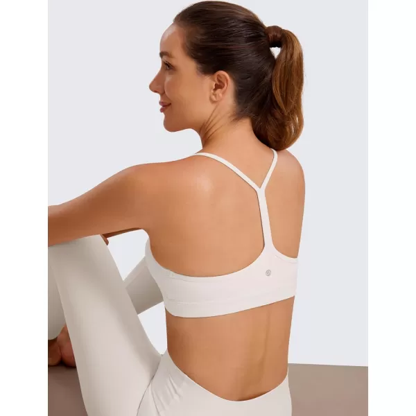 CRZ YOGA Butterluxe Womens Y Back Sports Bra  Padded Racerback Low Impact Spaghetti Thin Strap Workout Yoga BraMilky White