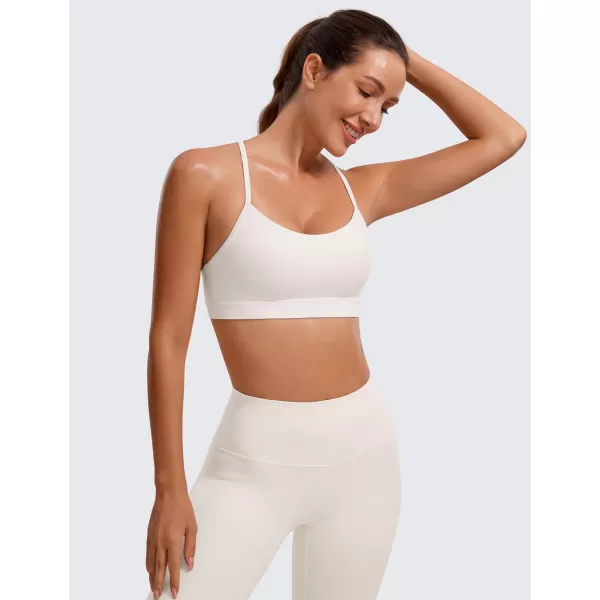 CRZ YOGA Butterluxe Womens Y Back Sports Bra  Padded Racerback Low Impact Spaghetti Thin Strap Workout Yoga BraMilky White