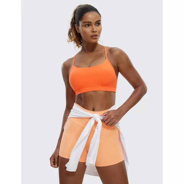 CRZ YOGA Butterluxe Womens Y Back Sports Bra  Padded Racerback Low Impact Spaghetti Thin Strap Workout Yoga BraNeon Orange