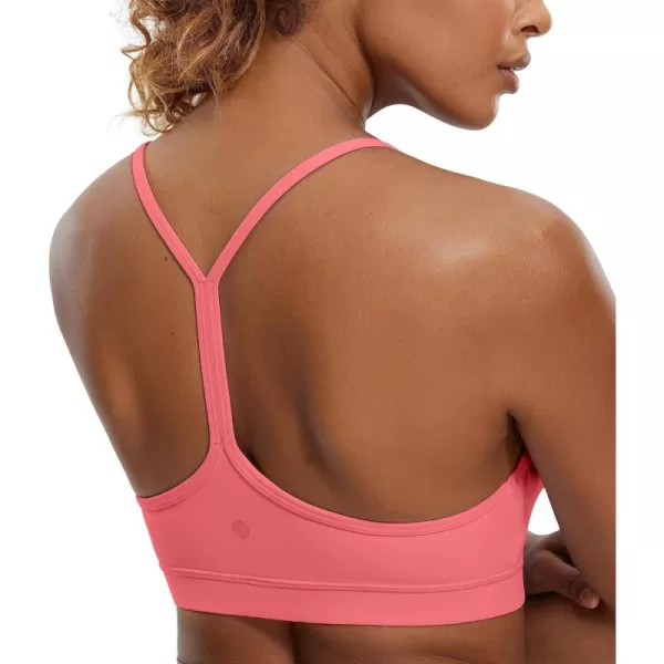 CRZ YOGA Butterluxe Womens Y Back Sports Bra  Padded Racerback Low Impact Spaghetti Thin Strap Workout Yoga BraRaspberry Sorbet