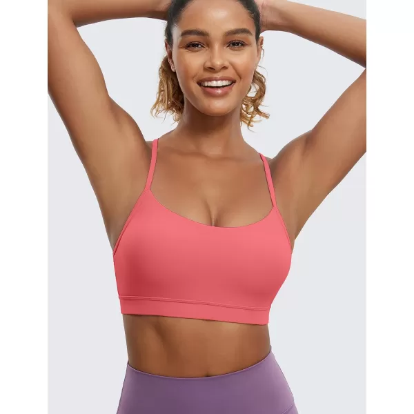 CRZ YOGA Butterluxe Womens Y Back Sports Bra  Padded Racerback Low Impact Spaghetti Thin Strap Workout Yoga BraRaspberry Sorbet