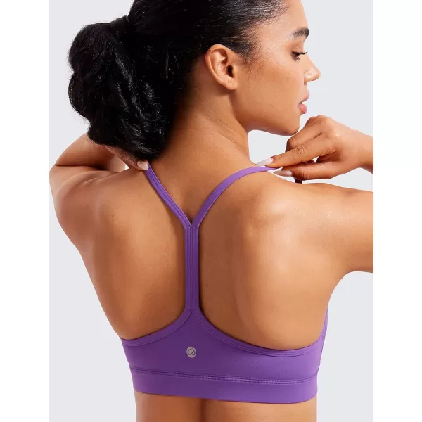 CRZ YOGA Butterluxe Womens Y Back Sports Bra  Padded Racerback Low Impact Spaghetti Thin Strap Workout Yoga BraRoyal Lilac