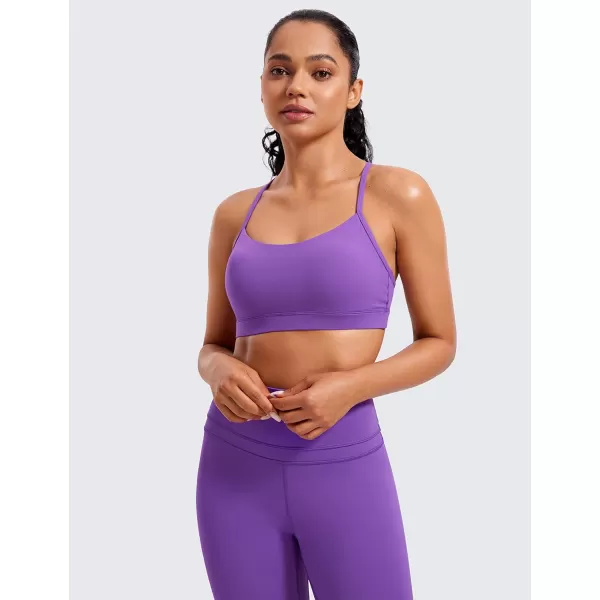 CRZ YOGA Butterluxe Womens Y Back Sports Bra  Padded Racerback Low Impact Spaghetti Thin Strap Workout Yoga BraRoyal Lilac