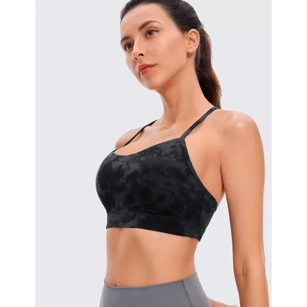 CRZ YOGA Butterluxe Womens Y Back Sports Bra  Padded Racerback Low Impact Spaghetti Thin Strap Workout Yoga BraTie Dye Smoke Ink