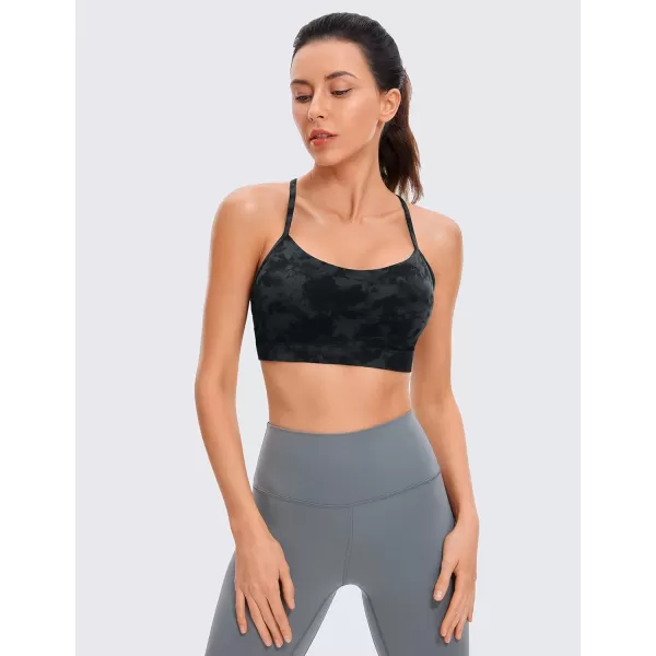 CRZ YOGA Butterluxe Womens Y Back Sports Bra  Padded Racerback Low Impact Spaghetti Thin Strap Workout Yoga BraTie Dye Smoke Ink