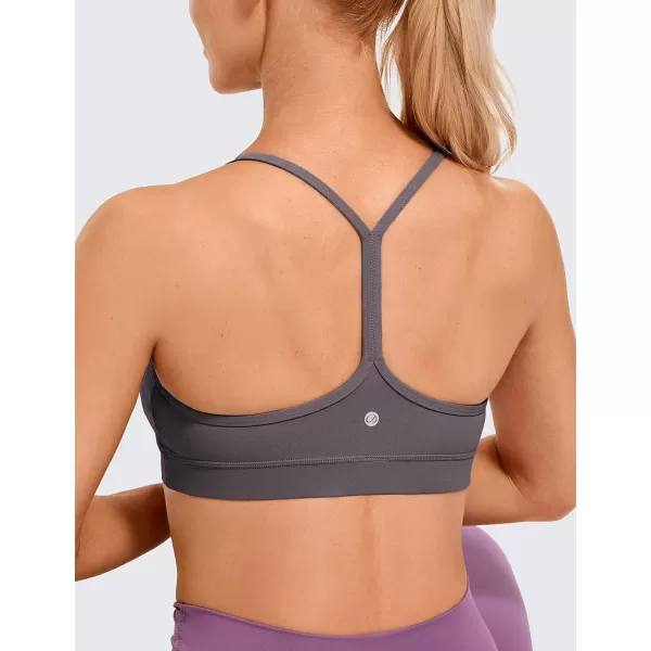 CRZ YOGA Butterluxe Womens Y Back Sports Bra  Padded Racerback Low Impact Spaghetti Thin Strap Workout Yoga BraTornado Grey