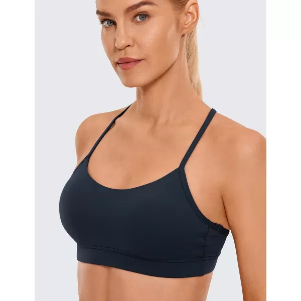 CRZ YOGA Butterluxe Womens Y Back Sports Bra  Padded Racerback Low Impact Spaghetti Thin Strap Workout Yoga BraTrue Navy