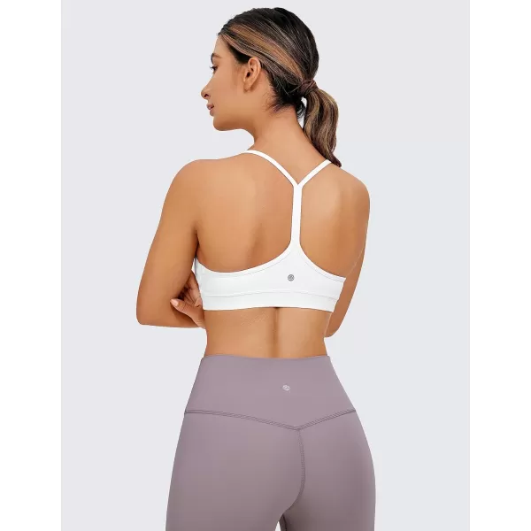 CRZ YOGA Butterluxe Womens Y Back Sports Bra  Padded Racerback Low Impact Spaghetti Thin Strap Workout Yoga BraWhite