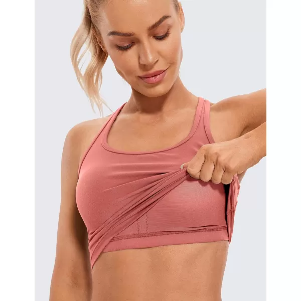 CRZ YOGA Butterluxe Womens YBack Racerback Longline Sports Bra  Padded Scoop Neck Workout Crop Tank Top with Built in BraBriar Rose