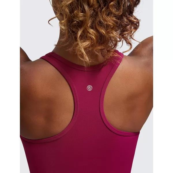 CRZ YOGA Butterluxe Womens YBack Racerback Longline Sports Bra  Padded Scoop Neck Workout Crop Tank Top with Built in BraMagenta Purple