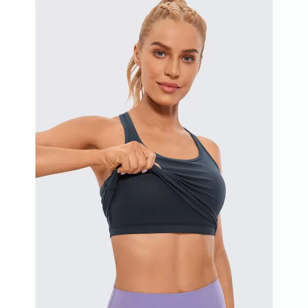 CRZ YOGA Butterluxe Womens YBack Racerback Longline Sports Bra  Padded Scoop Neck Workout Crop Tank Top with Built in BraTrue Navy