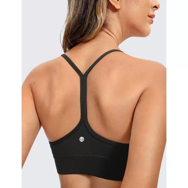 CRZ YOGA Butterluxe Womens YBack Racerback Sports Bra  Spaghetti Straps Wireless Scoop Neck Athletic Padded Yoga BraBlack