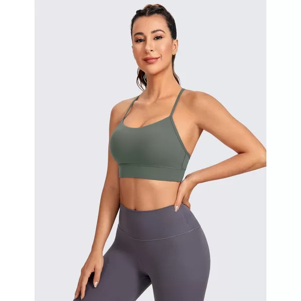 CRZ YOGA Butterluxe Womens YBack Racerback Sports Bra  Spaghetti Straps Wireless Scoop Neck Athletic Padded Yoga BraGrey Sage