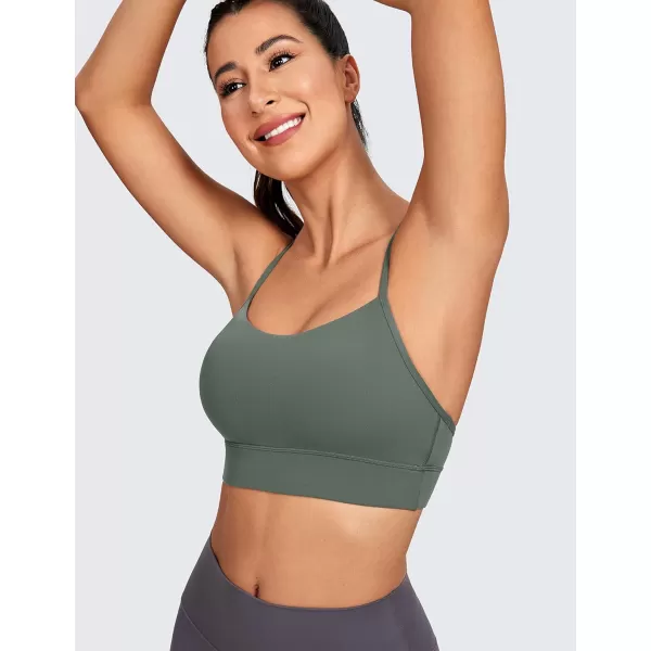 CRZ YOGA Butterluxe Womens YBack Racerback Sports Bra  Spaghetti Straps Wireless Scoop Neck Athletic Padded Yoga BraGrey Sage