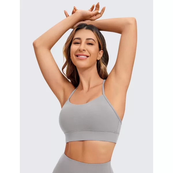 CRZ YOGA Butterluxe Womens YBack Racerback Sports Bra  Spaghetti Straps Wireless Scoop Neck Athletic Padded Yoga BraGull Gray