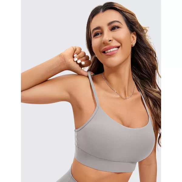 CRZ YOGA Butterluxe Womens YBack Racerback Sports Bra  Spaghetti Straps Wireless Scoop Neck Athletic Padded Yoga BraGull Gray