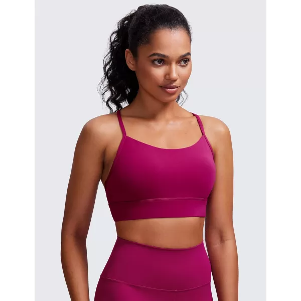 CRZ YOGA Butterluxe Womens YBack Racerback Sports Bra  Spaghetti Straps Wireless Scoop Neck Athletic Padded Yoga BraMagenta Purple