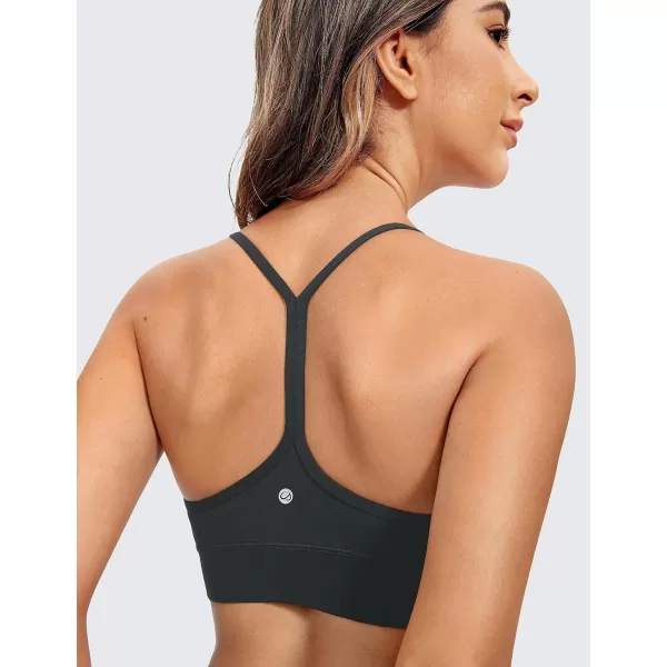 CRZ YOGA Butterluxe Womens YBack Racerback Sports Bra  Spaghetti Straps Wireless Scoop Neck Athletic Padded Yoga BraMelanite