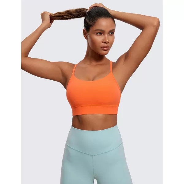CRZ YOGA Butterluxe Womens YBack Racerback Sports Bra  Spaghetti Straps Wireless Scoop Neck Athletic Padded Yoga BraNeon Orange