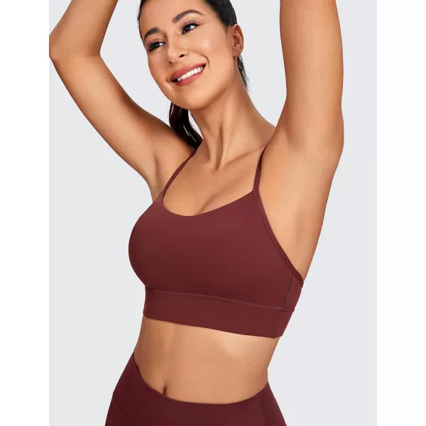 CRZ YOGA Butterluxe Womens YBack Racerback Sports Bra  Spaghetti Straps Wireless Scoop Neck Athletic Padded Yoga BraNoctilucence Red