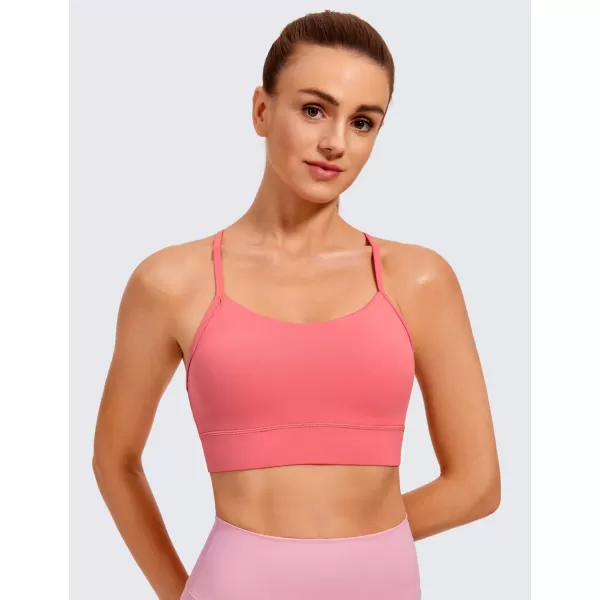 CRZ YOGA Butterluxe Womens YBack Racerback Sports Bra  Spaghetti Straps Wireless Scoop Neck Athletic Padded Yoga BraRaspberry Sorbet