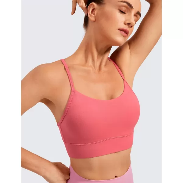 CRZ YOGA Butterluxe Womens YBack Racerback Sports Bra  Spaghetti Straps Wireless Scoop Neck Athletic Padded Yoga BraRaspberry Sorbet