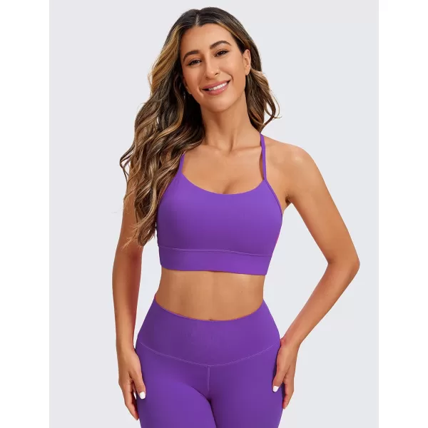 CRZ YOGA Butterluxe Womens YBack Racerback Sports Bra  Spaghetti Straps Wireless Scoop Neck Athletic Padded Yoga BraRoyal Lilac