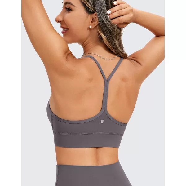 CRZ YOGA Butterluxe Womens YBack Racerback Sports Bra  Spaghetti Straps Wireless Scoop Neck Athletic Padded Yoga BraTornado Grey